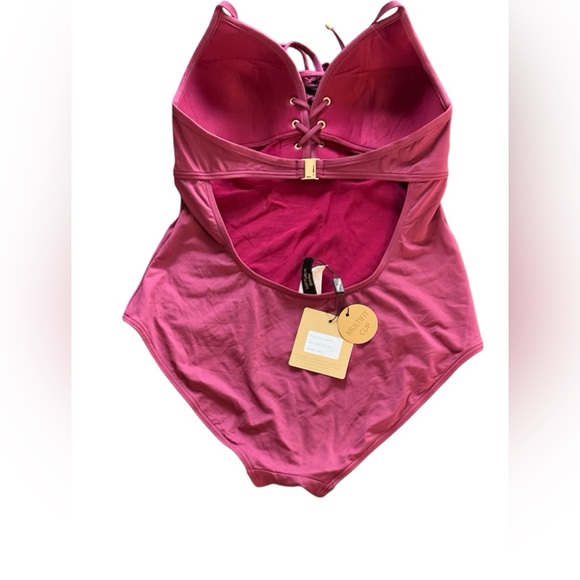 Niptuck Swim Tie Front Halter One Piece Swimsuit size 8 lace up NWT - Picture 4 of 6